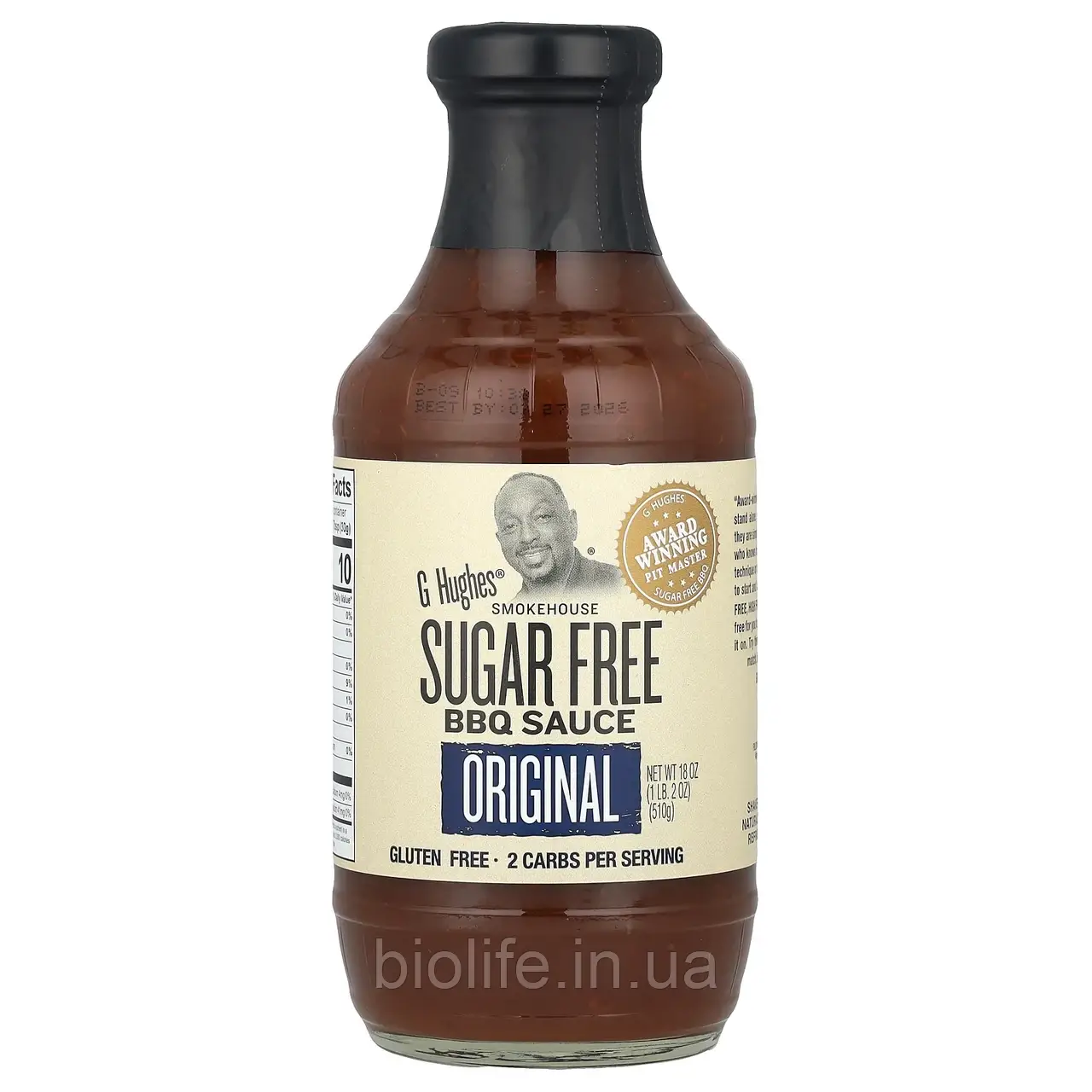 G Hughes, Smokehouse, без цукру, соус для барбекю,ьний, 510 г (18 унцій) оригінал, фото 1
