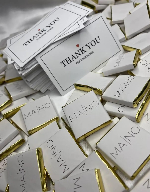 Візитка для бізнесу Thank You Шоколадна подяка Міні плитки шоколаду, фото 1