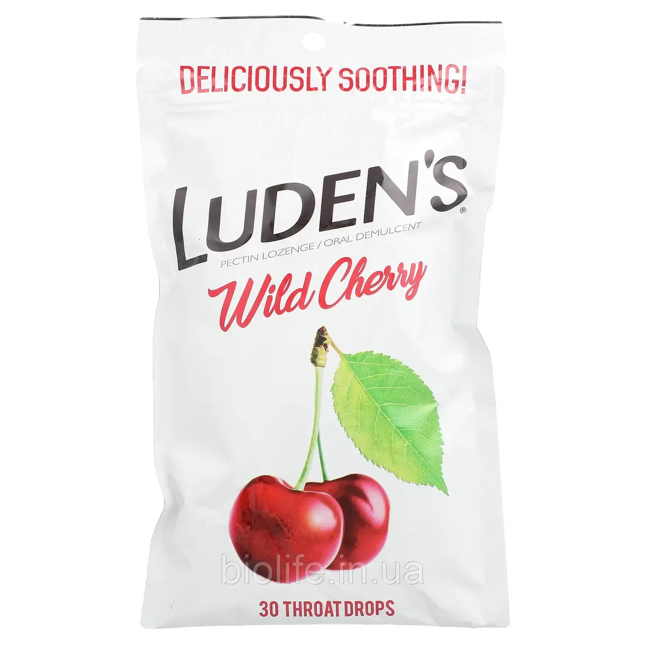 Luden's, Льодяники з пектином, заспокійливий засіб для порожнини рота, дика вишня, 30 льодяників для горла оригінал, фото 1