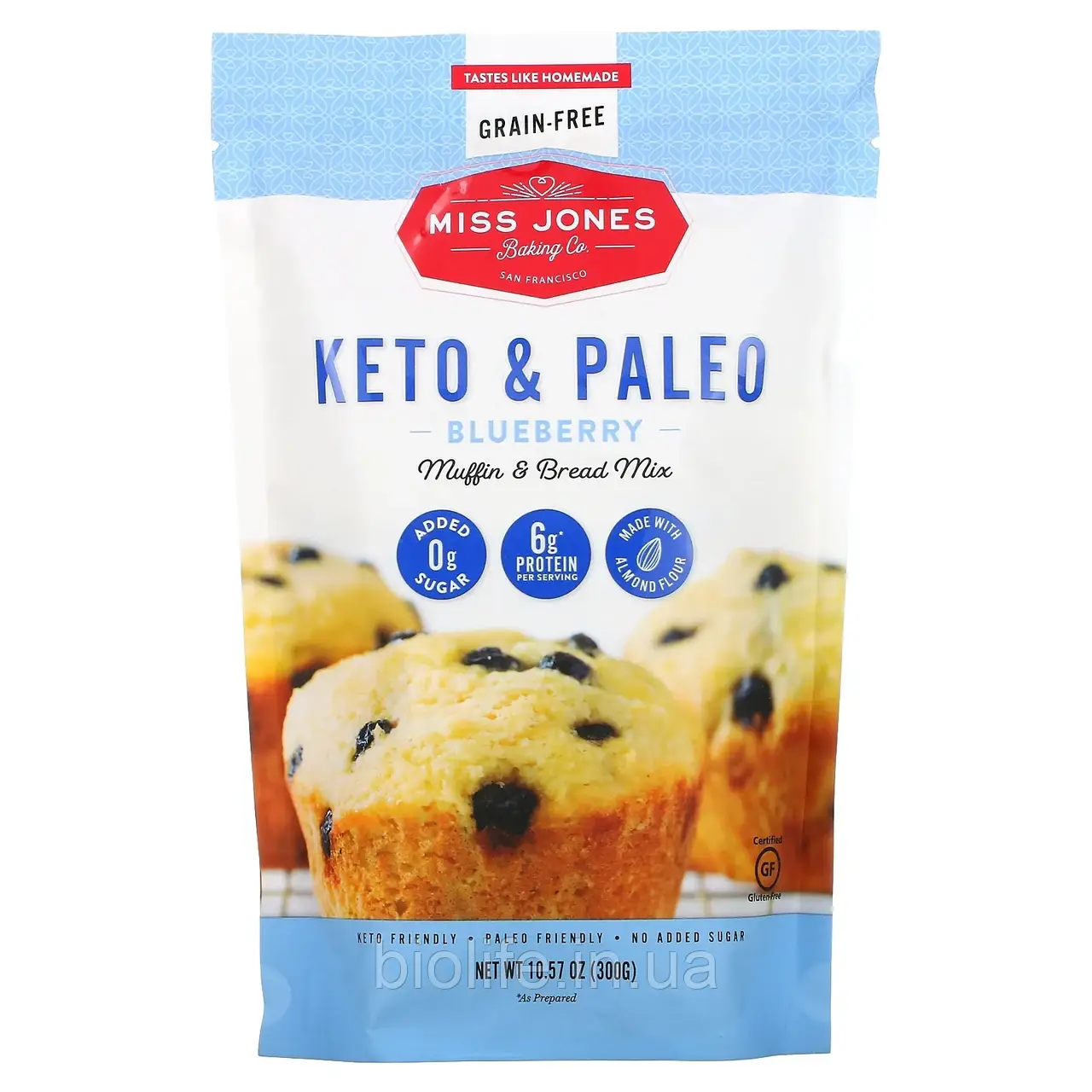 Miss Jones Baking Co, Keto & Paleo, суміш хліба та кексів з лохою, 300 г (10,57 унції) оригінал, фото 1