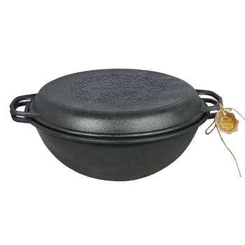 Казан "узбецький" чавунний 12л з кришкою-сковородою V12CP Майстерня