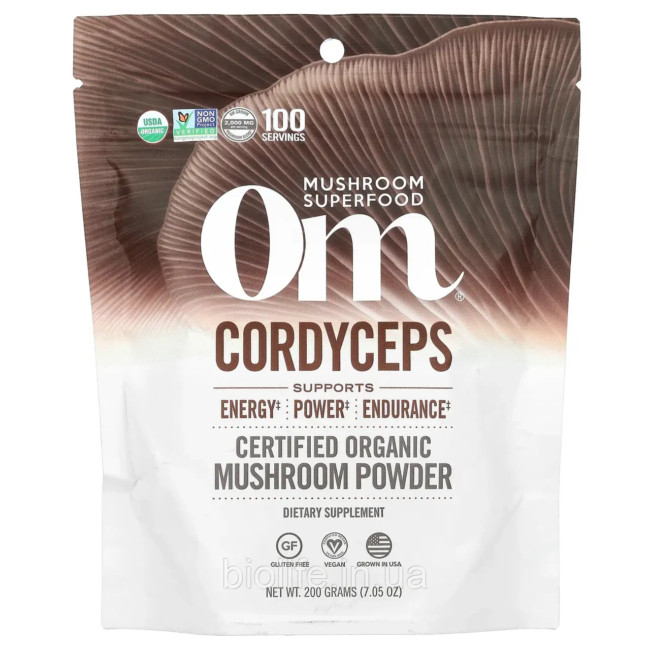 Om Mushrooms, Кордицепс, сертифікований порошок з органічних грибів, 7,05 (200 г) оригінал, фото 1