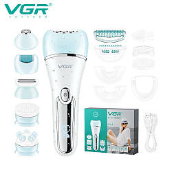 Жіночий епілятор VGR 6 в 1 V-733 6 насадок IPX7 LED display зелений