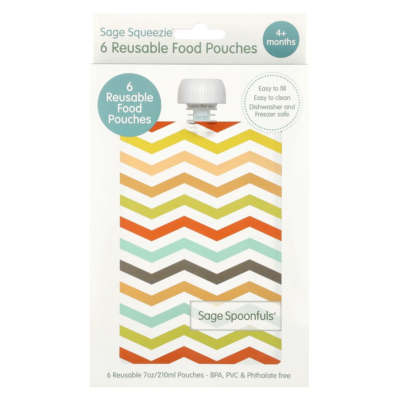 Sage Spoonfuls, Багаторазові пакетики для їжі, від 4 місяців, 6 пачок Київ, Київ, фото 1