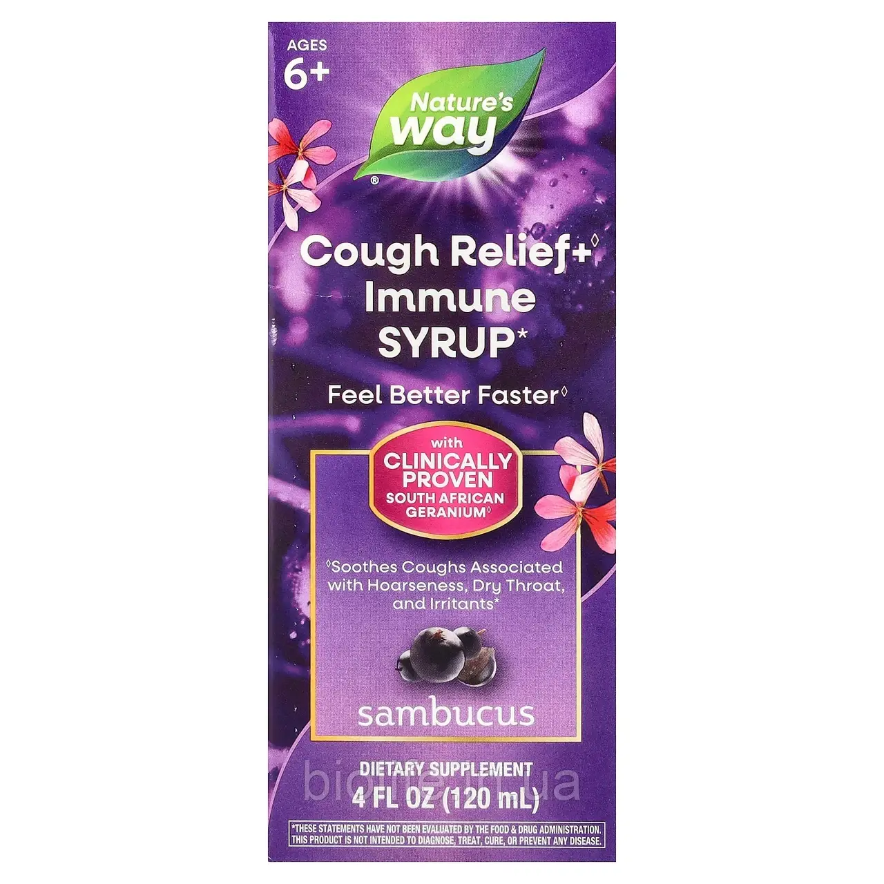 Nature's Way, Sambucus Relief, сироп проти кашлю, бузину, 120 мл (4 рідк. Унції) оригінал, фото 1