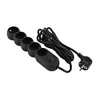 Подовжувач мережевий 2E Plus 5хТип F, 3х1мм кв, 10A, 3м (2E-U05VESM3BK)