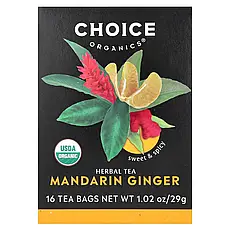 Choice Organic Teas, Herbal Tea, мандарин і імбір, без кофеїну, 16 чайних пакетиків, 29 г (1,02 унції), Київ
