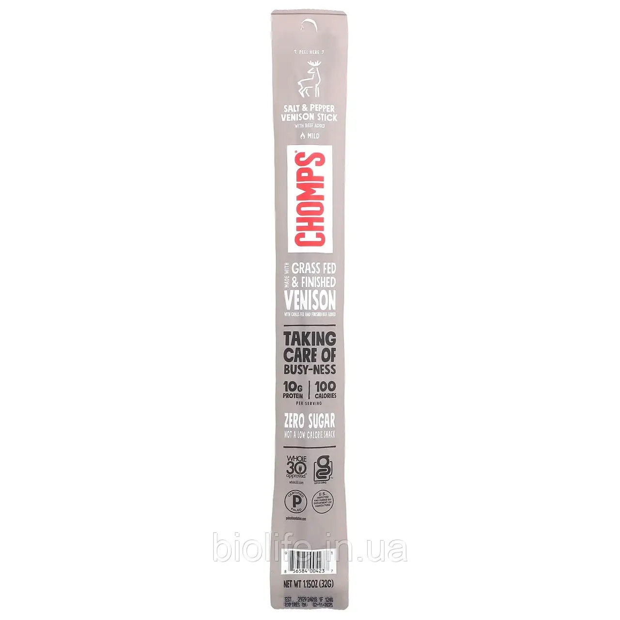 Chomps, Оленина з додаванням яловичини, м'яка суміш, сіль і перець, 32 г (1,15 унції) оригінал, фото 1