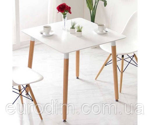 Стіл Нурі квадратний дерев'яний білий, фото 3