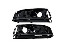 Решітки в бампер Full Black ( S4 під радари ) S-Line на AUDI A4 B9 2015-2019 року
