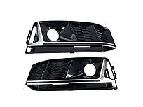 Решітки в бампер Silver Black ( S4 під радари ) S-Line на AUDI A4 B9 2015-2019 року