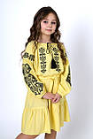Сукня льон жовтий колір модельне пошиття з вишивкою ріст від 116 до 158, фото 5