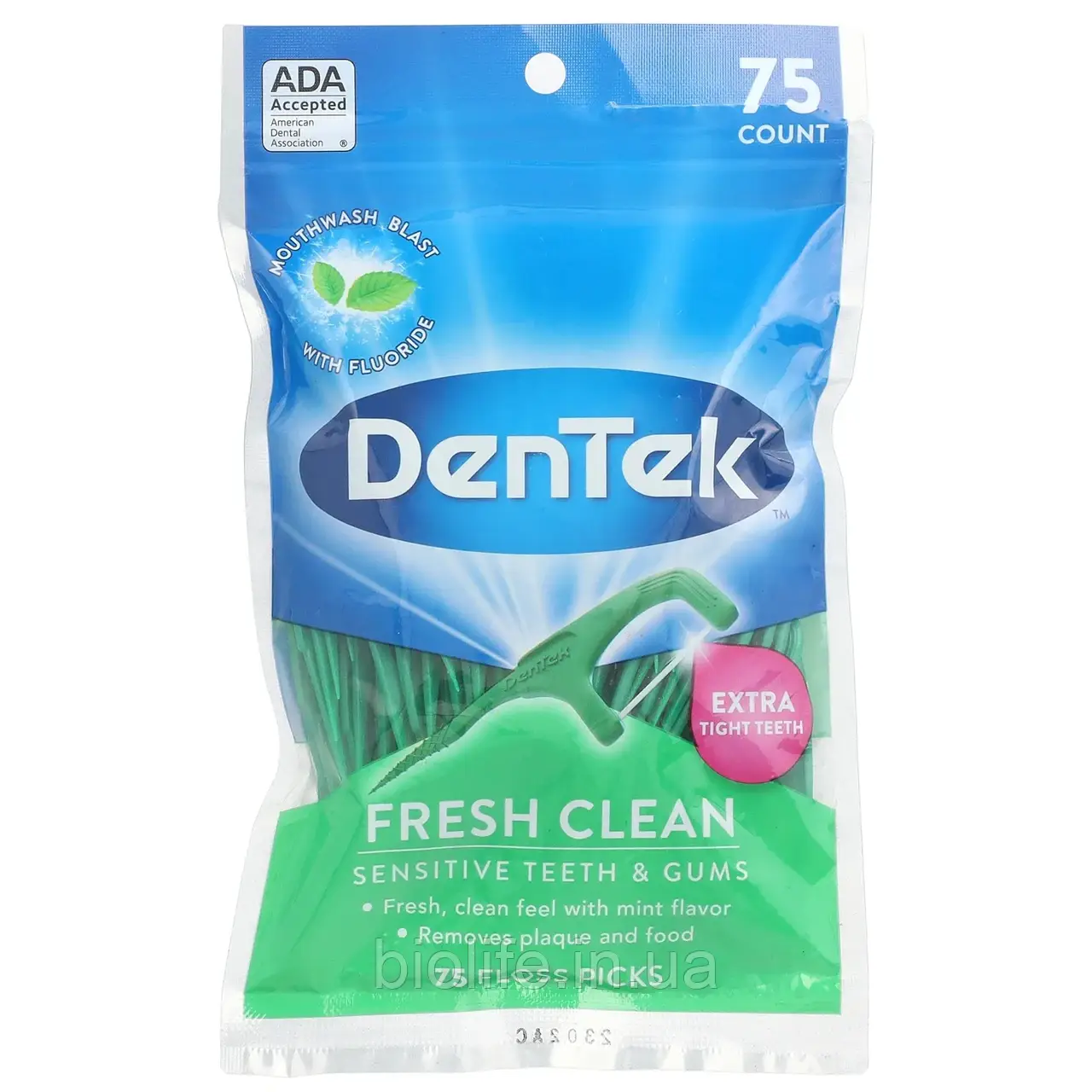 DenTek, Fresh Clean, зубочищення з зубною ниткою, засіб для гігієни порожнини рота, 75 зубочисток оригінал, фото 1