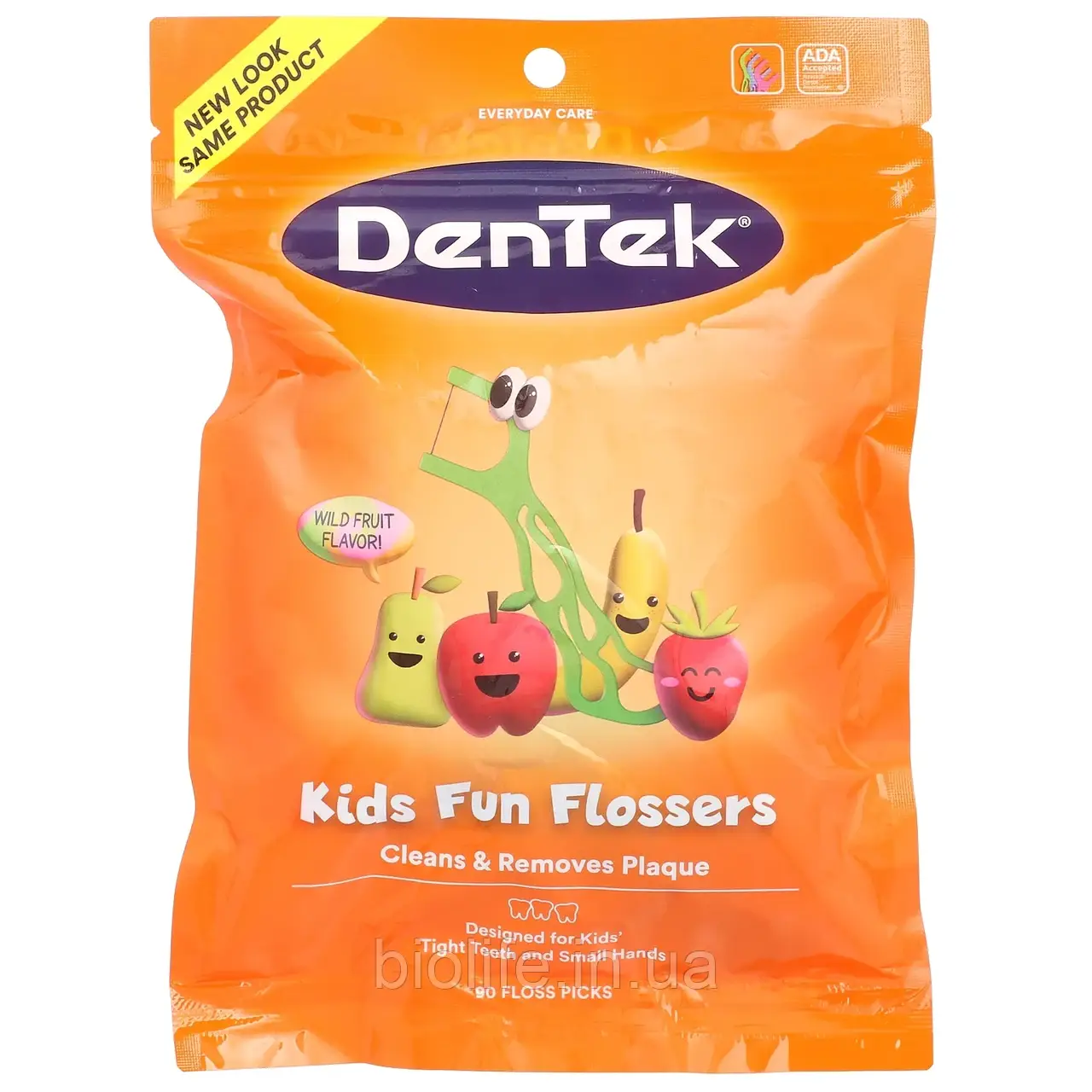 DenTek, Kids Fun Flossers, дикі фрукти, 90 зубочисток оригінал, фото 1