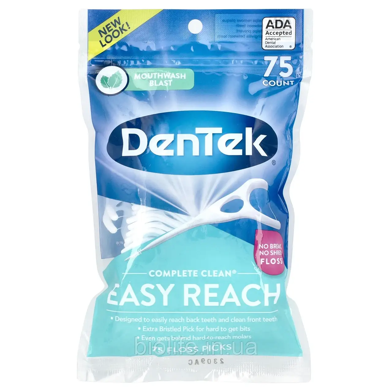 DenTek, Complete Clean, легкі зубочистки, рідина для полоскання рота, 75 зубочисток оригінал, фото 1