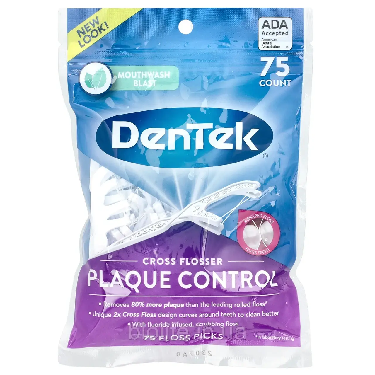 DenTek, Cross Flosser Plaque Control, рідина для полоскання рота, 75 штук оригінал, фото 1