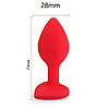 Анальна пробка серце силіконова з прозорим каменем Red Anal Plug Heart Червоного кольору Розмір S, фото 2