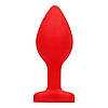 Анальна пробка серце силіконова з прозорим каменем Red Anal Plug Heart Червоного кольору Розмір S, фото 4