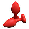 Анальна пробка серце силіконова з прозорим каменем Red Anal Plug Heart Червоного кольору Розмір S, фото 10