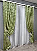Комплект (2шт. 1,45х2,7м.) жакардових штор "Завиток" з люрексом. Колір оливковий. Код 1649ш 33-0531, фото 3