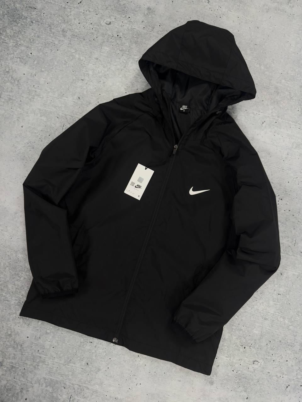 Чоловіча куртка Nike чорна з білим весняна осіння літня Куртка Найк легка з капюшоном