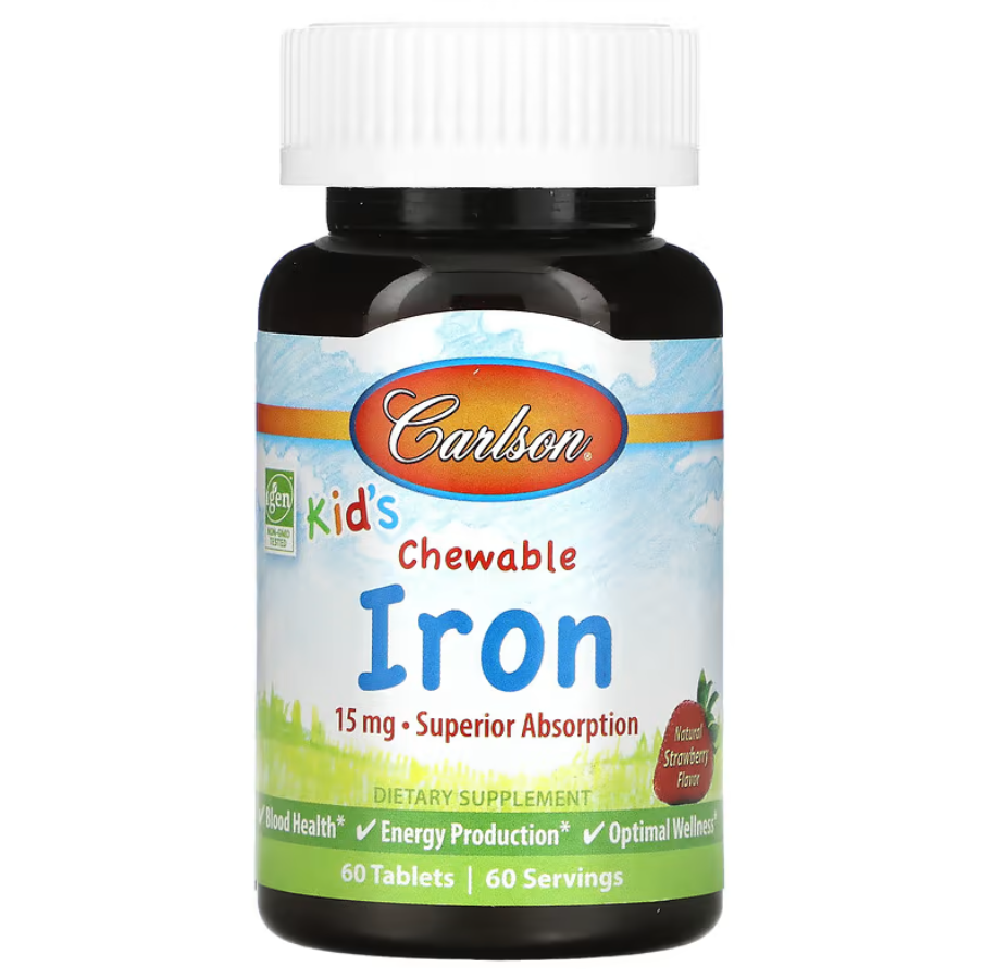 Kid's Chewable Iron Strawberry 15 мг Carlson 60 таблеток