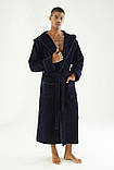 Чоловічий велюровий махровий халат із капюшоном Nusa, фото 2