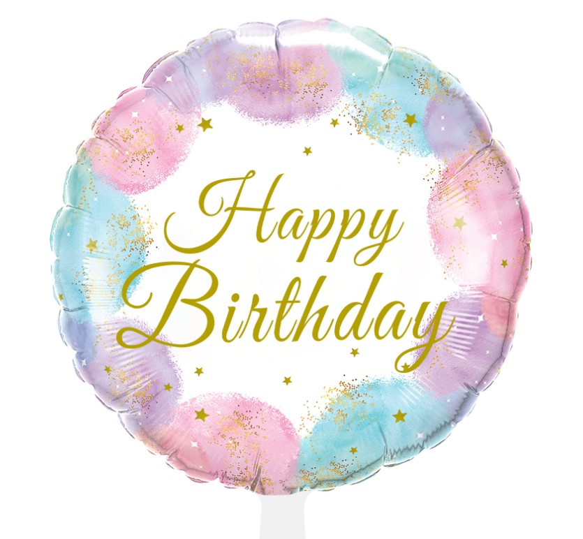 Фольгована куля Happy Birthday колірна палітра (Китай)
