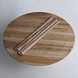 Круглий обідній стіл з конусними ніжками із натурального дерева ясний у молочному кольорі H75 D90, фото 6