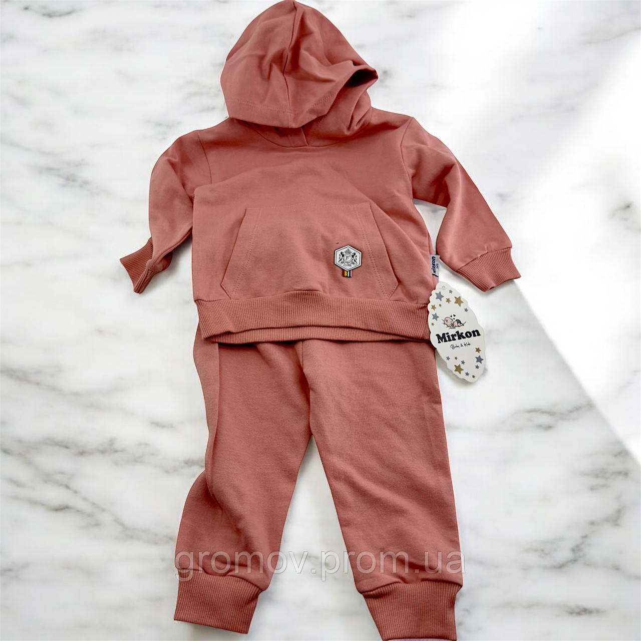 Костюм 9, 12, 18, 24 місяці Туреччина теплий трикотажний новонародженого хлопчика бежевий (КДНМ2486), фото 1