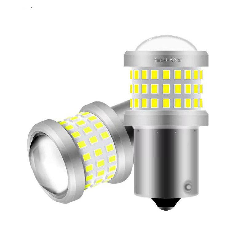 Led лампа P21W 1156 9-80v 6w з лінзою для ДХО, заднього ходу, задній стоп/габарит із обманкою (CANBUS)