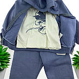 Костюм 9, 12, 18, 24 місяців Туреччина теплий трикотажний новонародженого хлопчика блакитний (КДМ2484), фото 3