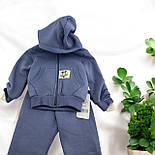 Костюм 9, 12, 18, 24 місяців Туреччина теплий трикотажний новонародженого хлопчика блакитний (КДМ2484), фото 2