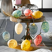 Led гірлянда Крашанки Livarno Home, 10 шт великодні яйця на батарейках з таймером, 120 см