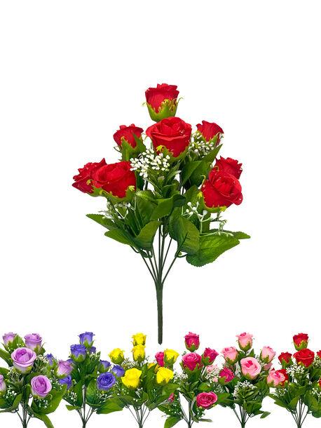 Штучний букет Троянди, 9 голів, мікс, 360 мм, фото 1