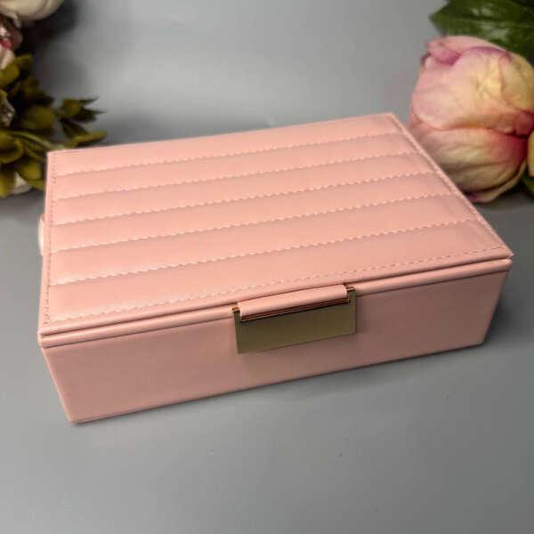 Скринька органайзер на клямці 16*11 см для прикрас, косметики в різних кольорах Luna Рожевий, фото 1