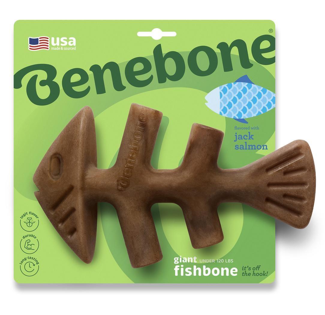 Жувальна іграшка Benebone Fishbone Salmon Giant рибна кістка зі смаком лосося для собак до 54 кг, розмір XL (440250), фото 1