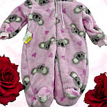 Чоловічок 3, 6, 9 місяців махровий утеплений для новонародженого на хлопчика рожевий (ЧН193), фото 2