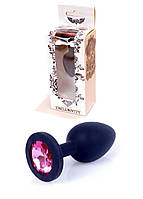 Анальная пробка - Jewellery Silicone Black Plug S Pink