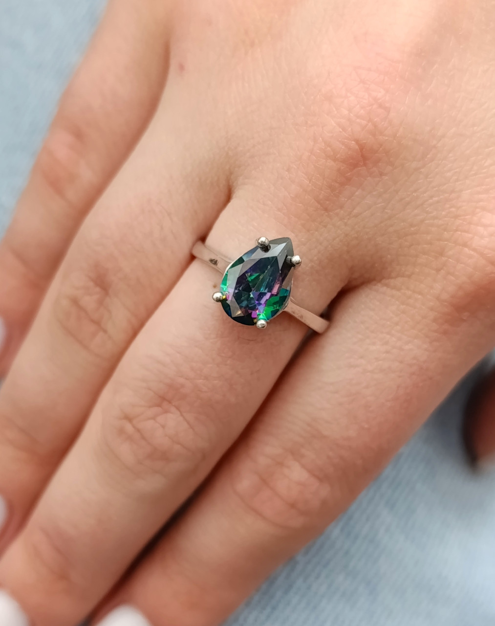 Каблучка срібна з містик топазом К349-мт, фото 1