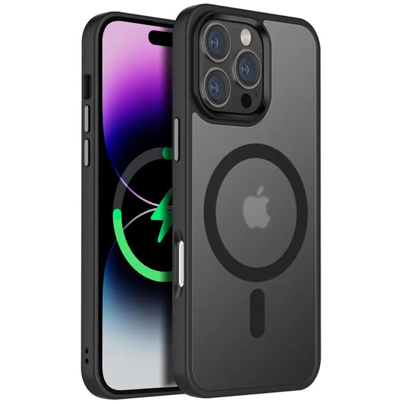 Чохол Metal Buttons with MagSafe Colorful для Apple iPhone 16 Pro Max (6.9") |TPU+PC| Чорний / Black