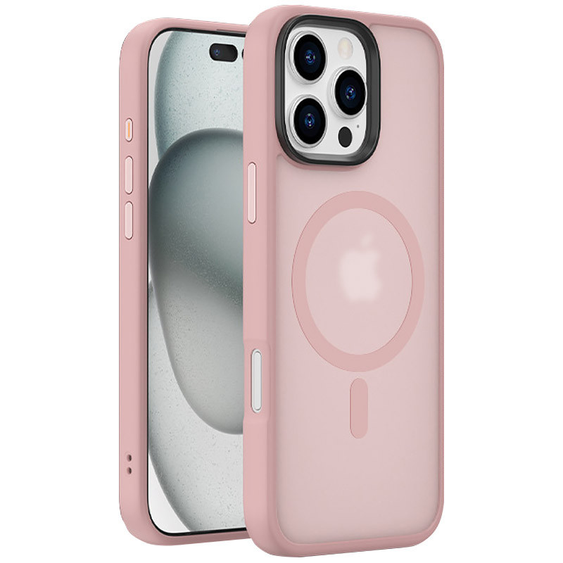 Чохол Metal Buttons with MagSafe Colorful для Apple iPhone 16 Pro Max (6.9") |TPU+PC| Рожевий / Pink