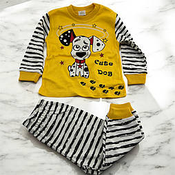 Піжама дитяча 1, 2, 3 роки Туреччина бавовна з довгими рукавами жовта (ПЖМ323)