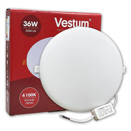 LED світильник Vestum коло "без рамки" 36W 4100К 1-VS-5509, фото 1