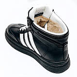 Жіночі шкіряні кеди чорного кольору з білими вставками на шерсті Mida 240709(461ш) розмір 36, фото 5