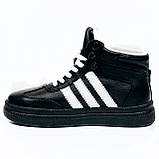 Жіночі шкіряні кеди чорного кольору з білими вставками на шерсті Mida 240709(461ш) розмір 36, фото 2