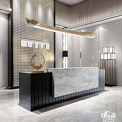 Стійка адміністратора. Модель RD-4491 Бежевий+сірий мармур, 100x60x100 см