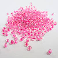Бісер Розмір 2 мм Китай Рожевий темний насичений прозорий фарбована серединка Паковання 50 грамів