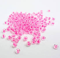 Бісер Розмір 2 мм Китай Рожевий насичений прозорий профарбована серединка Паковання 50 грамів