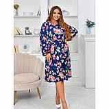 Яскраве вільне плаття великих розмірів із пояском (р.50-60). Арт-2667/5, фото 4